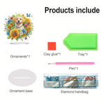 5D Tabletop Diamond Art Painting Kit Ornament, Stand Up Special Shaped Crystal Diamond Art Desktop Kits for Adults Craft Gift - Flower Puppy (Yellow) - color: Flower Puppy (Yellow)