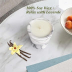 Scented Candle in Handmade Marble Container |1 Set | Soy Wax | Non-Toxic | Reusable Stone Jar | Story of Stone | Distinctive Gift. Natural Spring Aromatherapy for Women & Men - color: Fressia&Marble container