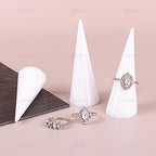AUEAR, 6 Pack Acrylic Ring Holder Cone Display Jewlery Stands Finger Rings Showcase Stand for Jewelry (White) - color: White, size: 6 Pack
