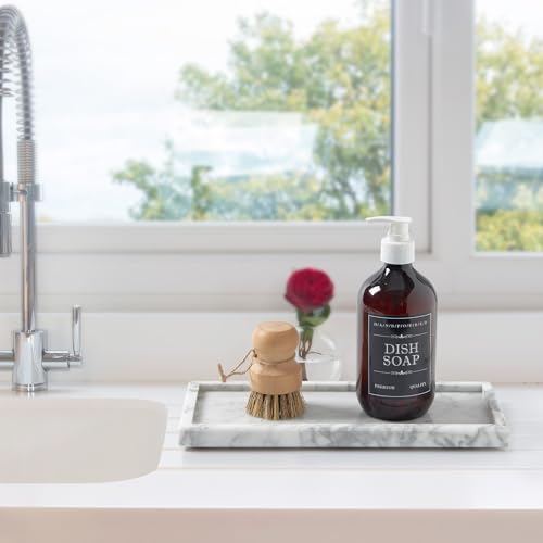 Natural Marble Vanity Tray, Luxury Stone Organizer for Bathroom & Kitchen Counter | Holds Soap Dispenser, Jewelry, Perfume | Non-Resin, Non-Ceramic Décor - color: White, size: 11.8" x 5.1" x 0.8"