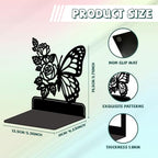 Peacoblue Metal Bookends for Shelves, Modern Decorative Heavy Duty Study Book Ends Stoppers for Office, Desk, Shelf, Room 5.3"x4.3"x5.7" Cast Iron Simple Tall Bookends 1 Pair (Butterfly with Roses) - style: Butterfly with Roses