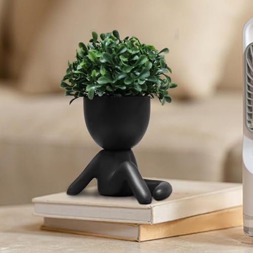 Zerzsy Cute Faux Succulent Desk Decor, Small Fake Plants Decor for Bedroom and Bathroom, Lovely Faux Succulent Desk Decoration for Office and Home - Set of 1 - color: Black-e
