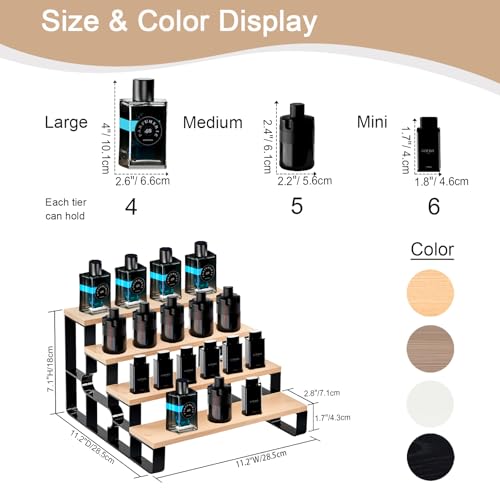 Cologne Organizer for Men,Bathroom Countertop Organizer,4 Tier Makeup Organizers for Bathroom Decor,Spice Rack for Kitchen,Perfume Stand,Display Shelf (Brown,Width=11.2") - color: Brown, size: 4 Tiers-width=11.2"