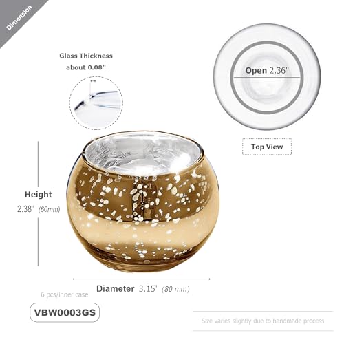 WGVI Gold Speckled Glass Tea Light Votive Candle Holder, Width 3", Height 2.5", Small Globe Bubble Bowl Round Vase, Mercury Votive Tabletop Décor, 1 Piece - size: Gold Bowl 2.5"H