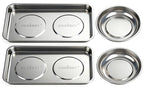 HORUSDY 4-Piece Large Magnetic Parts Tray Set, Stainless Steel Heavy Duty 9.5" W x 5.5''L Square and 4.5" Round Magnetic Trays Tools Parts Tray - style: 4-Piece Magnetic Tray - Pro