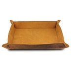 Londo Genuine Leather Tray Organizer - Practical Lightweight Water Resistant Computer Table Desk Storage Box for Wallets, Watches, Keys, Coins, Cell Phones and Office Equipment - color: Camel
