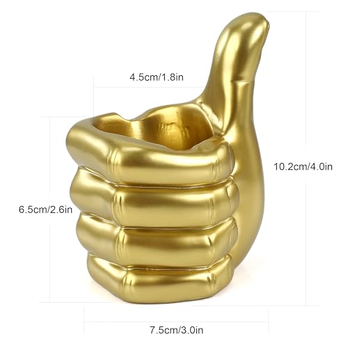 Thumbs Up Pen Holder and Phone Stand,Thumbs Up Very Good Pen Container Cell Phone Stand Holder Desk Organizer Decoration for Office Desk Home Decorative (golden) - color: golden
