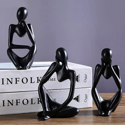 Thinker Statues and Sculptures,Sandstone Resin Thinker Statue Ornaments, Abstract Style Sculptures, Housewarming Gifts, Home Decorations, Living Room Desk Decor (Black) - color: Black