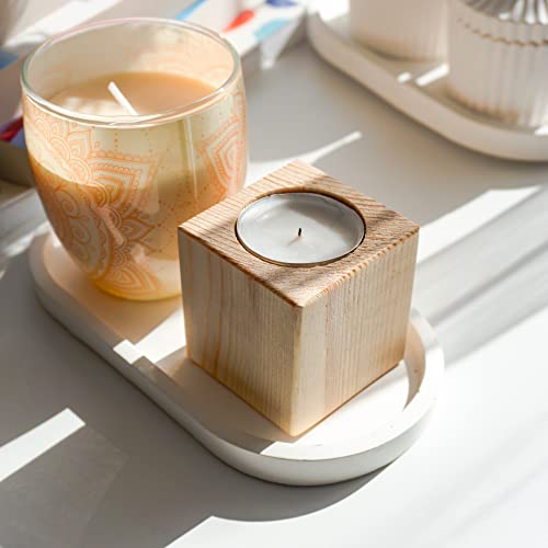 Wood Tealight Candle Holder - Rustic Wooden Votive Candle Holders - 10pcs Candle Holders Bulk - Wood Candle Holder for Centerpieces for Tables, Wedding Decor, Fireplace Decorations and Party