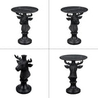 Modern Accent Table with Black Deer Sculpture Base, Minimalist Faux Marble End Table for Living Room Reception Area & Bedroom, 19.69 Inches Wide × 25.59 Inches High - color: Black Deer Statue Table