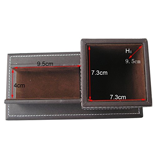 KINGFOM PU Leather Desk Organizer and Accessories, Pencil Holder for Desk with Business Cards Stand, School Office Supplies Collection Caddy Brown - color: Brown