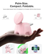 AOK-AOK Foldable Wireless Charging Station, 15W Magnetic Fast Charger Stand for iPhone 17 16 15 14 13 12 Pro Max&Apple Watch&Airpods, 2-in-1 Charger for Home/Office/Travel(30W Adapter Included) - color: Pink