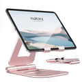 Nulaxy Aluminum Dual Foldable iPad Stand, Fully Adjustable Desktop Tablet Holder, Tablet Accessories for Office Kindle Compatible with Mobile Devices iPad Pro/Air/Mini, iPhone Pro/Max/Plus, Rose Gold - color: C-Rose Gold