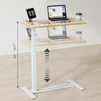 FLEXISPOT H7 Adjustable Overbed Bedside Table with Wheels Pneumatic Mobile Standing Desk Laptop Desk Rolling Computer Cart Movable Table Hospital Home Use(31.5" W x 17.7" D, Maple Large) - color: Maple, size: Large