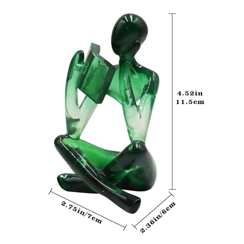 Reading Women Statue, Translucent Green Resin Thinker Sculptures, Abstract Art Ornament, Modern Aesthetic Figurine Decoration for Home Living Room Bedroom Office Shelf Table Desk Bookshelf Decor - color: Green, size: Right Hand