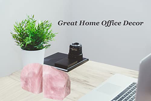 Rose Quartz Bookends Pink Crystal Decorative Book Ends Office Home Decor Small 1 Pair 2-3 Lbs - size: 2-3lbs