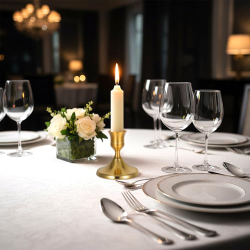 Gold Taper Candle Holder Set of 12,Vintage Small Low Brass Candlestick Holders,Short Skinny Candle Stick Holders for Dinner Room Table Centerpiece or Mantel Wedding Party Decor
