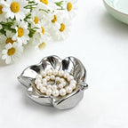 Jewelry Tray, Ceramic Leaves Jewelry Dish, Ring Holder Dish, Small Trinket Tray, Washable Key Bowl (1, Silvery) - color: Silvery