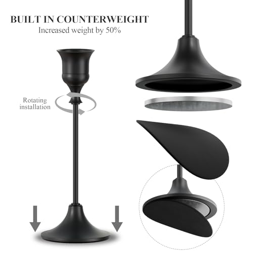 FSyueyun Black Candle Holder Set of 3, Elegant Metal Candlestick Holders for Vintage Taper Candle Holders, Perfect for Table Centerpieces, Fireplace Mantels, Home Decor, Weddings and Party Decorations - color: Black, size: Set of 3