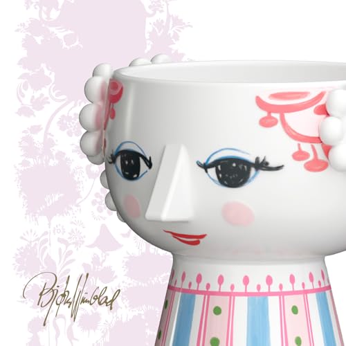Bjørn Wiinblad Eva Candleholder | Hand-Painted Glazed Ceramic | Rose Pink | 3.7 in
