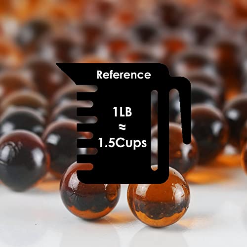 CYS EXCEL Amber Glass Gemstone Vase Filler (3 LBS) Aquarium Round Marble Beads Decorative Mosaic Pebbles - color: Amber, size: 3 LBS