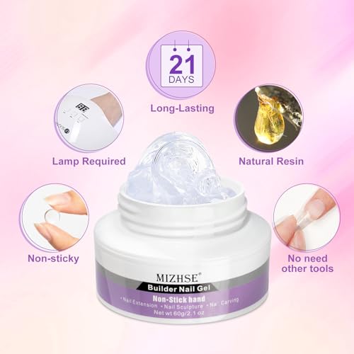 MIZHSE 3D Gel Nail Art Sculpting Gel, Solid Builder Gels for Nails 60g Large Capacity 3D Sculpting Non-Sticky Carving U V/LED Extension Hard Gels with 3D Mold for Nail Art Salon Home DIY - color: 0-0-Translucent Colors