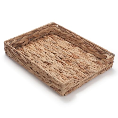 Water Hyacinth Letter Tray for A4 File Document Magazine Storage Basket Desk Tray Organizer for Office 13 x 9.8 x 2.2 inch