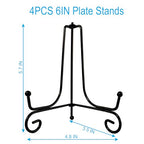 HENABLE 4PCS Premium Black Iron Plate Stands for Display 6 Inch, Decorative Solid Metal Plate Holders for Displaying, Mini Easel, Frame, Book, Card, Plaque, Bowl, Picture Stands for Display - size: 4PCS 6IN