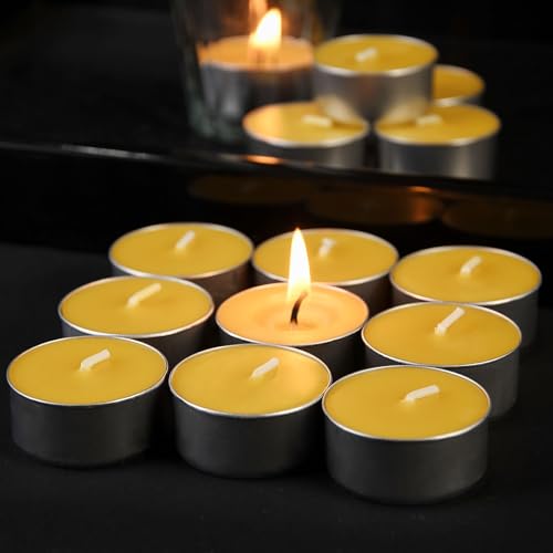 16 Packs Beeswax Tealight Candles,Natural Beeswax Tea Lights Candle in Aluminum Cups,4-5 Hour Burn Time,Unscented Smokeless Candles - style: 16 packs