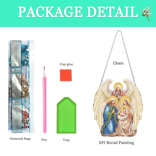 Auremi Angel Diamond Art Hanging Kit for Adult, Special Shaped Rhinestone, DIY Acrylic 5D Christmas Diamond Painting Window Pendants Signs, Home Garden Wall Hanging Ornament - color: Angel