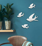 FANWNKI Ceramic Flying Birds Sparrows Wall Mount Hanging Decor White-Set of 4 - size: Set