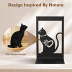 Aertiavty 2 Pcs Square Bookends for Shelves, Heavy-Duty Morden Cat Book Ends, Non-Skid Metal Bookends, 1 Pair Large Decorative Book Holder for Home and Office, Black Book Stopper, Heart Cat - style: Heart Cat