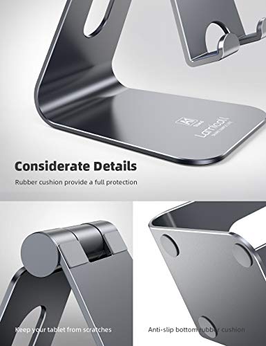 Lamicall Tablet Stand, Tablet Holder for Desk - Multi-Angle Adjustable Tablet Desktop Dock Gifts, Compatible with iPad Pro 11, 12.9, Air, Mini, Fire HD, Galaxy Tab, and Other 4-13" Tablets, Gray - color: Grey