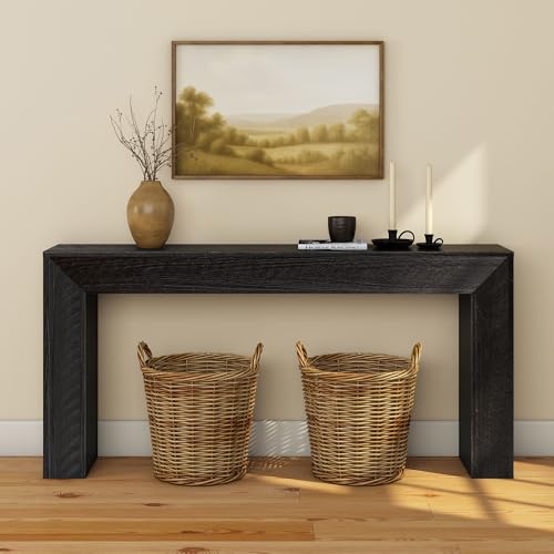 Plank+Beam 66 Inch Camden Console Table - Solid Pine Wood, Easy Assembly for Living Room or Entryway, Rustic Char - color: Rustic Char, size: 66 Inch