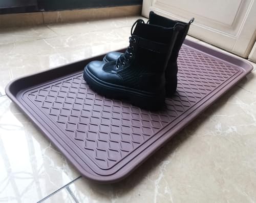 Hard Plastic Boot Tray for Entryway,Boot Mat,Shoe Tray,Shoe Mat for Indoor and Outdoor Use (Brown Grid (Hard Plastic) 2Pcs, 29.5X14.9 inch) - color: Brown Grid (Hard Plastic) 2pcs, size: 29" x 14" x 1.2"