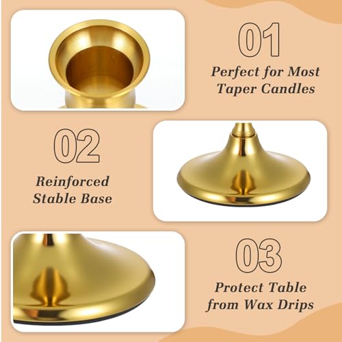12PCS Brass Gold Taper Candle Holders Set, Vintage Metal Brass Candlestick Holders for for Dinner Room Table Centerpiece Mantel Wedding Christmas Birthday Party Holiday Dinning Table Decor