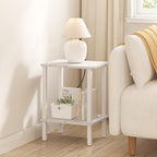 TUTOTAK End Table, Side Table, Nightstand, 2-Tier Storage Shelf, Sofa Side Table for Small Space, Living Room, Bed Room TB01BMW034 - color: Marble White