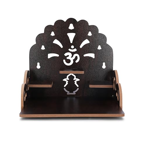 Wooden Wall Mounted Hanging Puja Temple|God Stand for Pooja Room Mandir| Devghar Stand Temple| Home Temple|Table Top Mandir |Home Wall Temple Waterproof - size: Tristand Wooden Temple