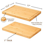 Allsum Large Bamboo Wood Cutting Boards for Kitchen, 1" Extra Thick Butcher Block with Juice Grooves & Handles Resisting to Warping and Cracking, Fancy Charcuterie Boards, 17"L x 12.5"W - size: 17"L x 12.5"W (Single)