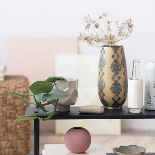 Bloomingville Hand Painted Stoneware Vase with Pattern, Lavender and Sand