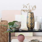 Bloomingville Hand Painted Stoneware Vase with Pattern, Lavender and Sand