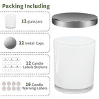 SUPMIND 12 Pack 10oz Glass Candle Jars with Lids and Sticky Labels, Empty Candle Jars for Making Candles Bulk Containers(Inner White) - color: Inner White, size: 10oz