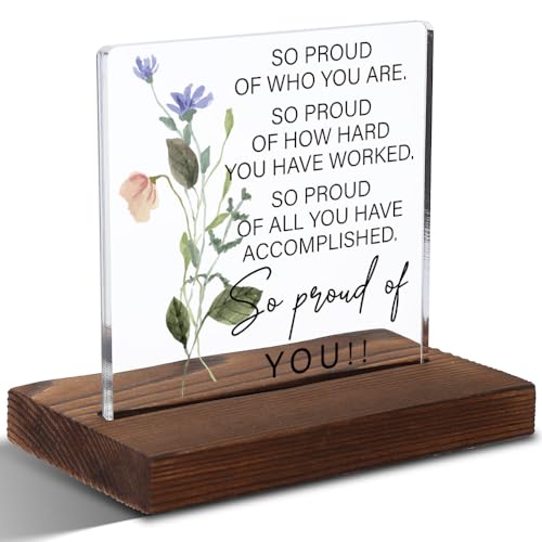 Pride - Filled Acrylic Plaque, Encouraging Gift for Achievers, Meaningful Gift for Hard Workers, Floral Watercolor Encouragement Decor, Transparent Acrylic Plaque, XXD190 - style: Achiever