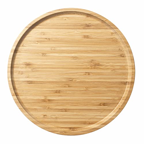 Bamboo Serving Platter, Round Wood Tray, Wooden Serving Tray, Fruit, Bread, Salad Plate, Round Wood Charcuterie Board, 11.8 inch - color: Round, size: 11.8"