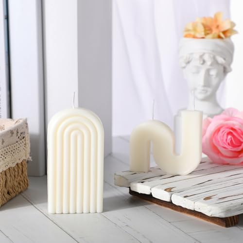 Roowest 2 Pieces Aesthetic Candles Twist Shaped Candle Trendy Taper Candles Minimalist Geometric Soy Wax Scented Art Decoration for Birthday Wedding Decor