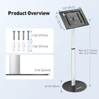 AboveTEK Anti-Theft iPad Floor Stand Kiosk, Height Adjustable Tablet Stand with Locking Enclosure, Heavy-Duty Floor Tablet Stand for 12.9–13" iPad Pro/Air & 12.4" Galaxy Tab S, Retail & POS Use - size: 12.9"/13" iPad & 12.4" Galaxy Tab