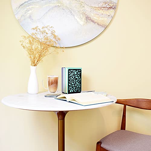 CNK Book Ends for Shelves - Metal Holders for Home Office Heavy Books, Shelf Stoppers, Decorative Set of 2 Black Infinite Leaves Bookends - color: Black