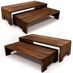 Yikaroeli 4Pcs Large Display Riser Wood Risers Cupcake Display Stand 2 Tier Racks Rectangular, 2 Set Perfume Decorative Display Dessert Stands for Vendors Event (Large/2Pack Brown)
