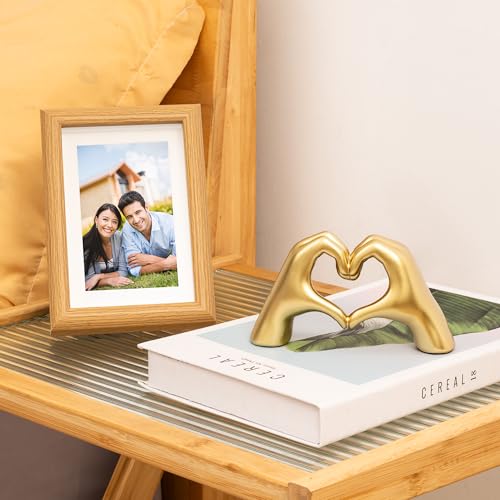 Gold Decor Living Room - Small Shelf Decor Aesthetic - Heart Hands Sculpture - Teen Girls Bedroom Knick Knacks - Cute Home Shelves Accent - Table Statue Love Decorations Gifts (Gold, Small) - color: Gold, size: Small