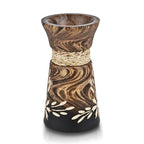 AeraVida 6-Inch Nature’s Beauty Etched Flower and Rope Design Mango Tree Wood Rectangular Handmade Vase | Rustic Wooden Tabletop Vase for Flowers | Sustainable Home & Kitchen Decor